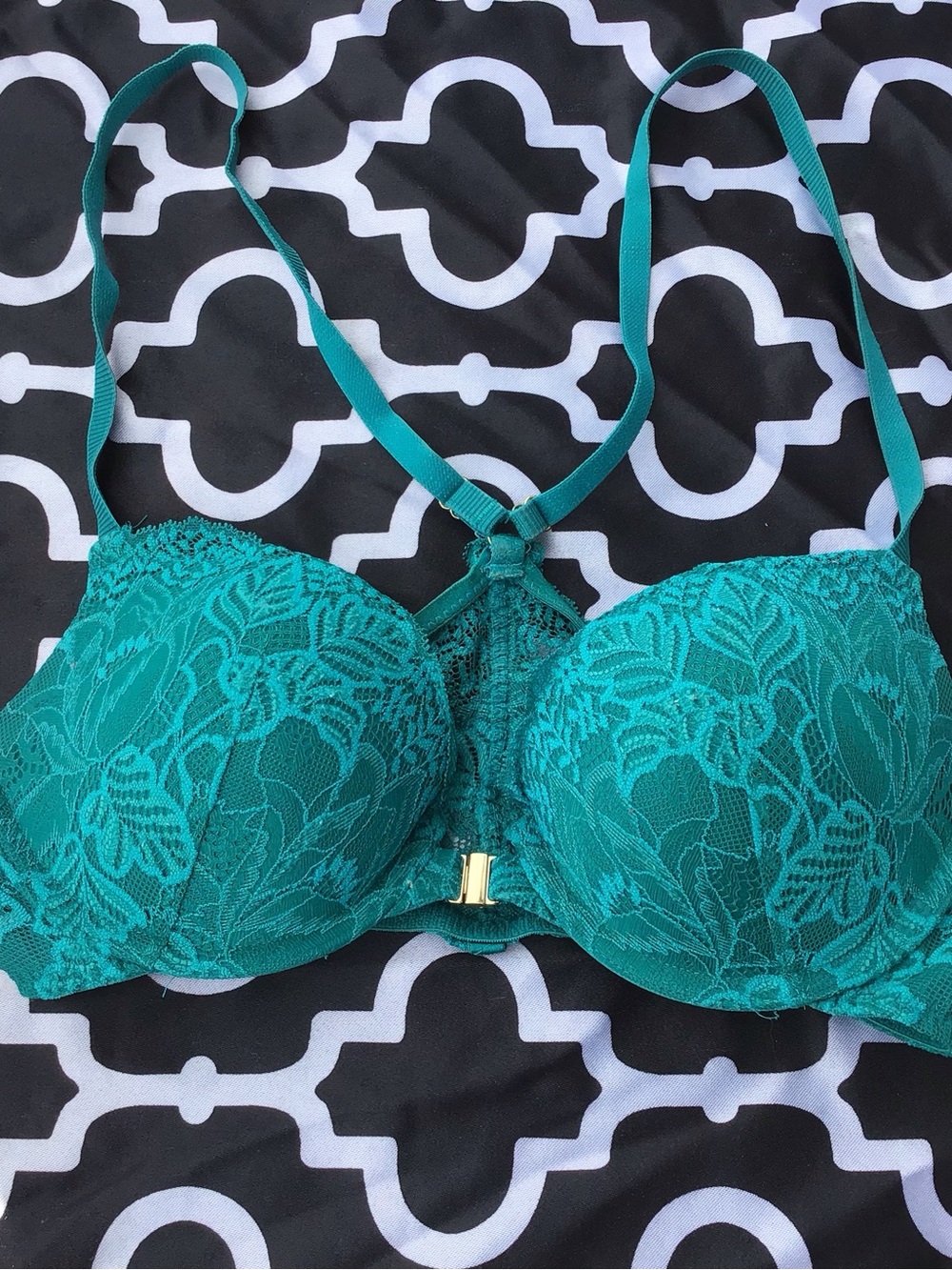Auden Teal Lace Underwire Bra with Front Clasp